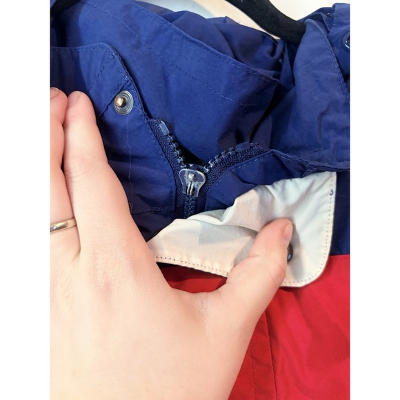 Vintage Y2K Nautica Color Block Windbreaker Jacket Mens Medium Roll Up Hood Flaw - Picture 5 of 7